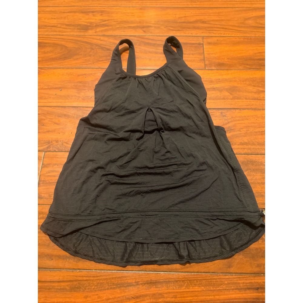 Lululemon Tank Top Black 2-in-1 Built-in Bra Yoga Gym Size 4 - Picture 3 of 6